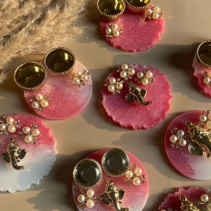 Pink Diya Set