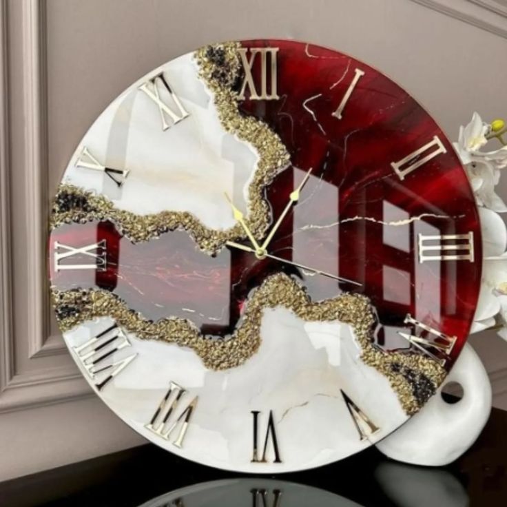 Red Geode Wall Clock