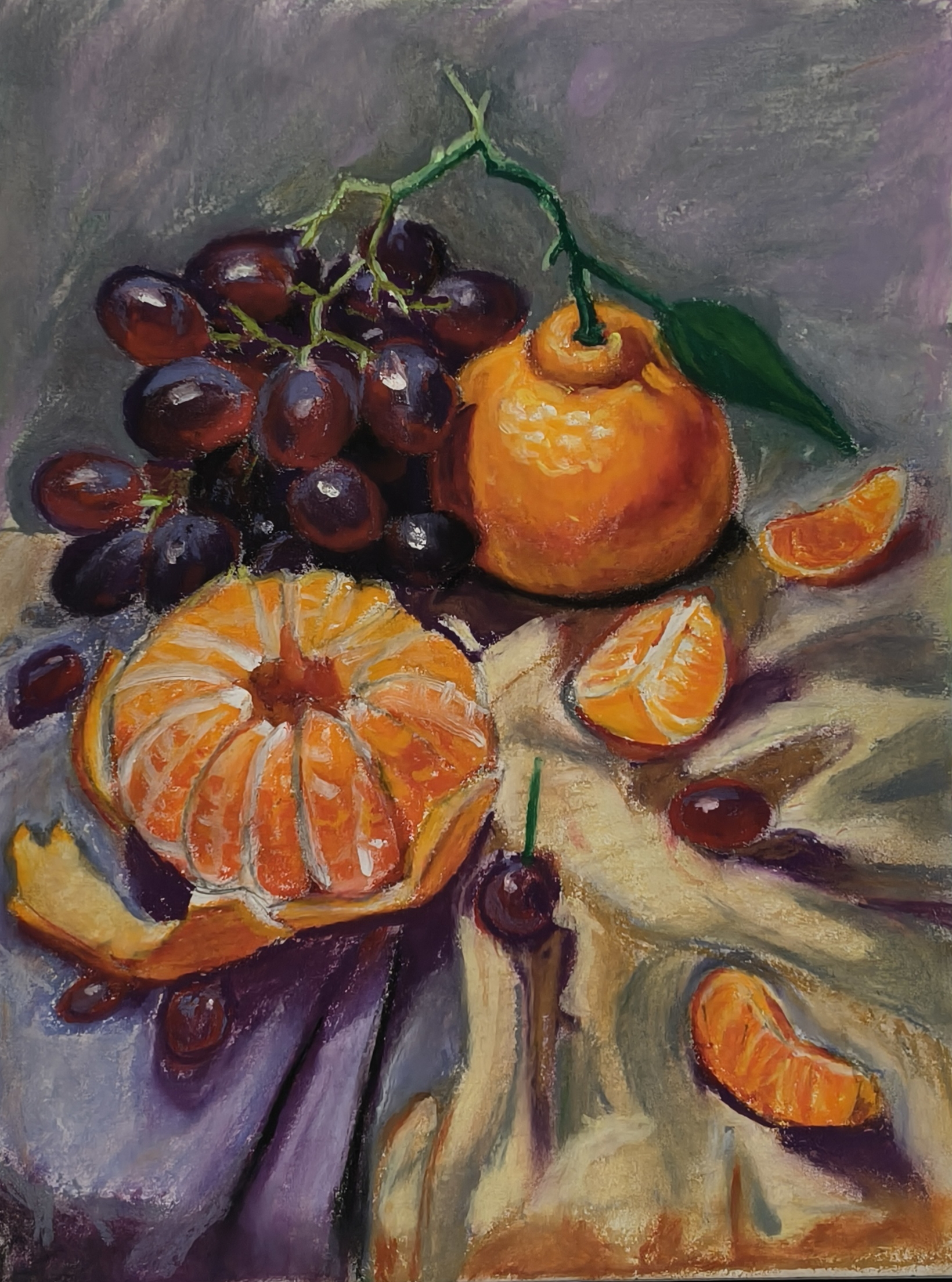 Still Life Painting Citrus Grapes