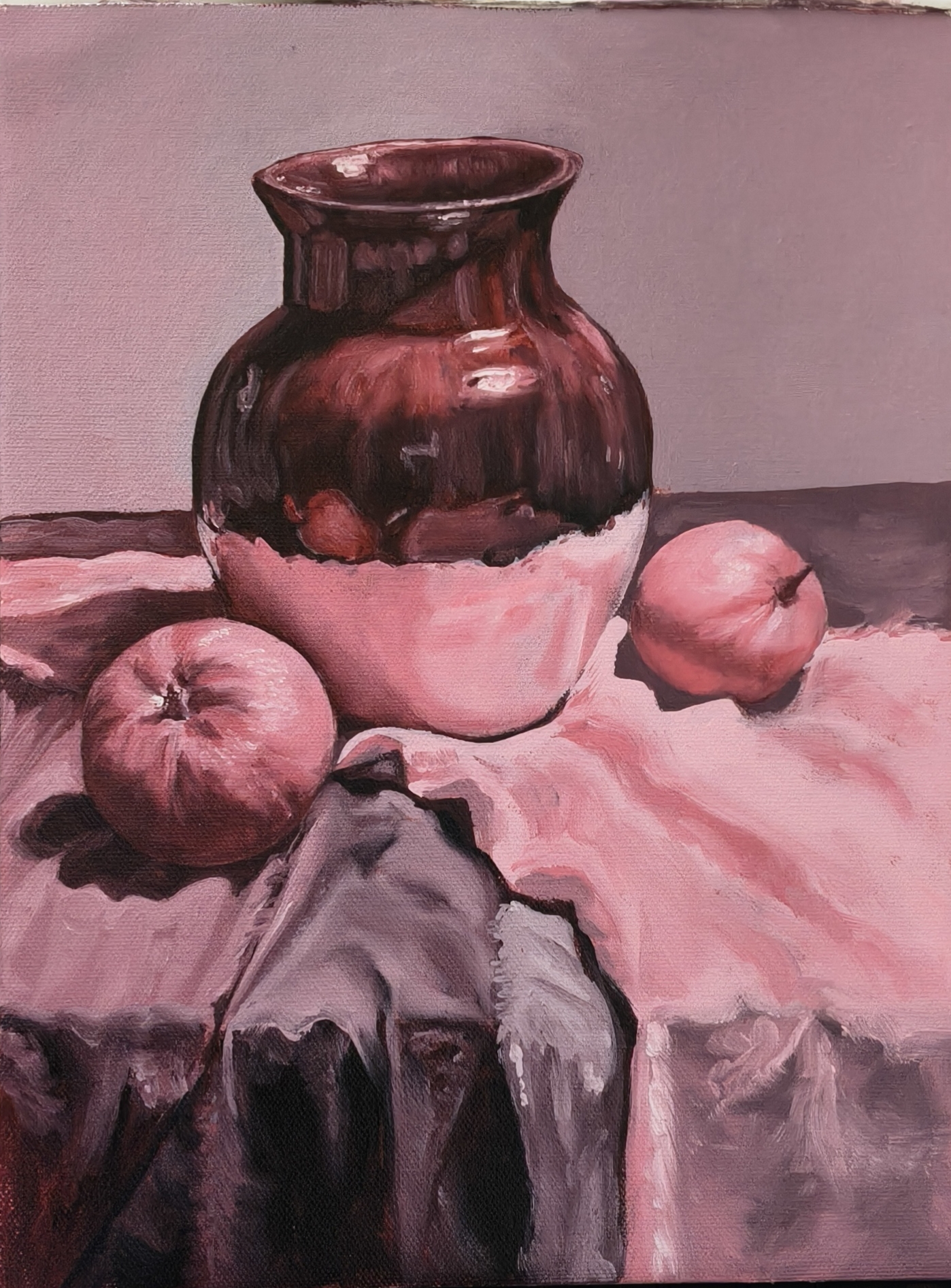 Pink Vase With Apples